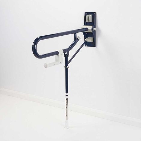 AKW 1800 Series Fold Up Toilet Support Grab Rail Adjustable Leg - Dark Blue (1/2)