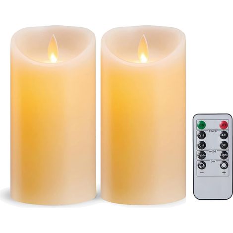 Bougies LED en Cire Naturelle Flamme Vacillante Réaliste, Télécommande Minuterie Sûres Décoration Intérieure & Cadeau Polyvalent (1/4)