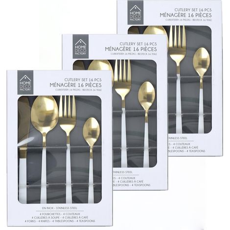 Lot de 3 ménagères bicolores 48 pièces CHIC (1/5)
