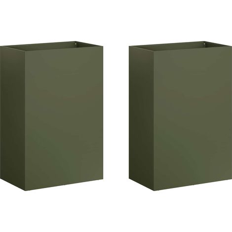 Maison Exclusive - Vaso da giardino 2 pz Verde Oliva 50 x 30 x 75 cm (1/5)