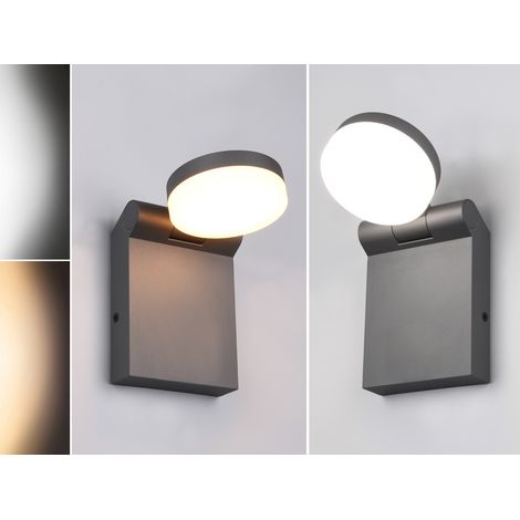 2er Set LED Außenwandleuchten Höhe 19cm Leuchtenkopf einstellbar, Schwarz (1/5)