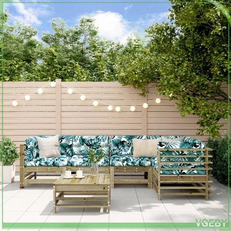 Salon de jardin 6 pcs - FAFEICY - Design à lattes - Bois de pin imprégné - Modulaire - Cadre robuste (1/5)