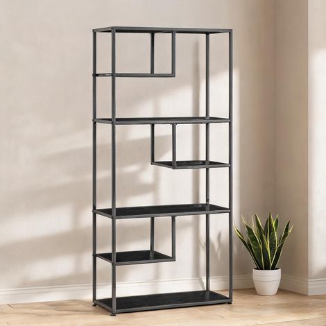 SunJet Bibliothèque, étagère de rangement, noire 7 niveaux métal - Réf. SCB71UCJU4VB (1/5)