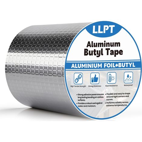 Aluminium Ruban Butyle 15cm x 5m Ruban D'étanchéité Imperméable Ruban butyle pour Solins de Toiture Métallique Réparation de Toiture de Camping-Car Réparation de Fuites de Gouttières (1/5)