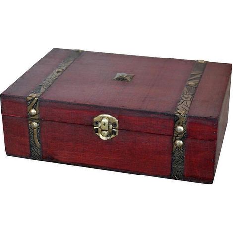 Boîte à bijoux vintage en bois, coffre au trésor, boîte de rangement pour bijoux, organisateur (1/2)