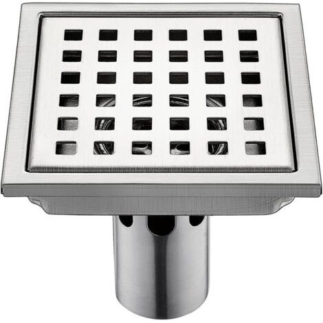 Siphon de Sol Siphon De Sol en Acier Inoxydable Salle De Douche Salle De Bain Grand Déplacement Treillis Carré Déodorant (Color : Metallic, Size : 15x15cm) (1/4)