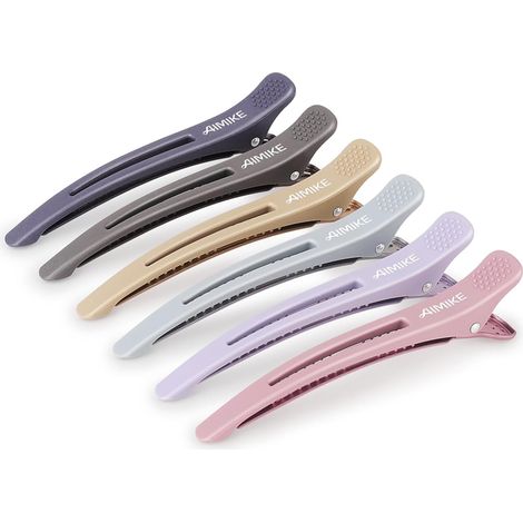 Set of 6 Professional Hair Clips, Crocodile Hair Clips, for Hair Cutting, Salon and Home Non-Slip Hair Clips, Without a Trace of Duck - Morandi Colour (1/5)