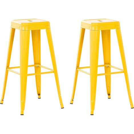Set of 2 Bar Stools CABRILLO Metal Yellow (1/5)