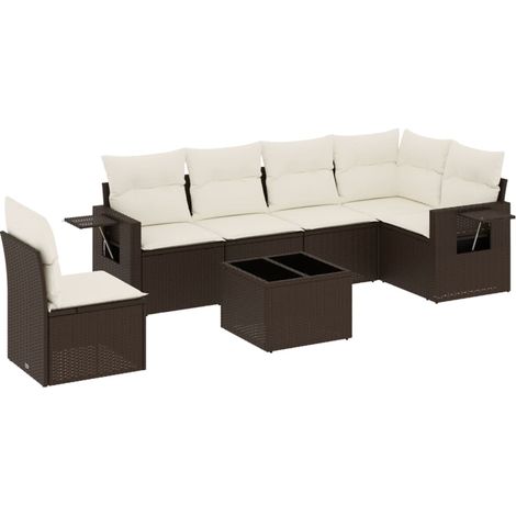 vidaXL Set Divani da Giardino 7 pz con Cuscini Marrone in (1/5)