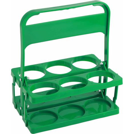Porte-bouteilles portable pliable, couleur unie, pour ranger les boissons et pique-niquer avec poignée, vert (1/5)