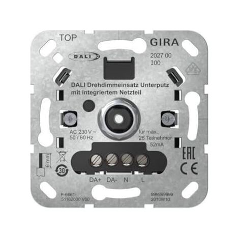 Gira DALI Dimmer giratorio UP Fuente alimentación Inserción [202700], 2027 00