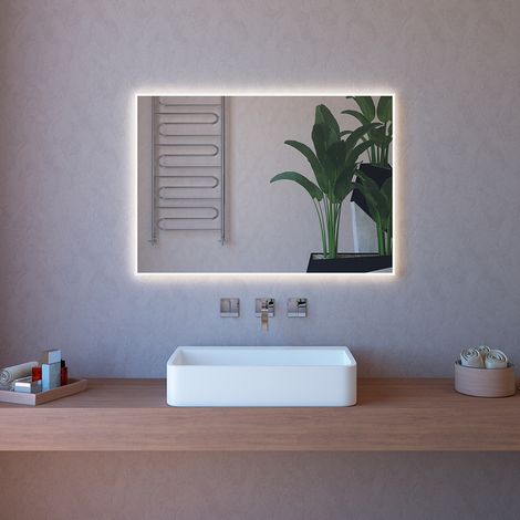 Miroir de salle de bain lumière tactile rétroéclairée 110x80cm ETR108