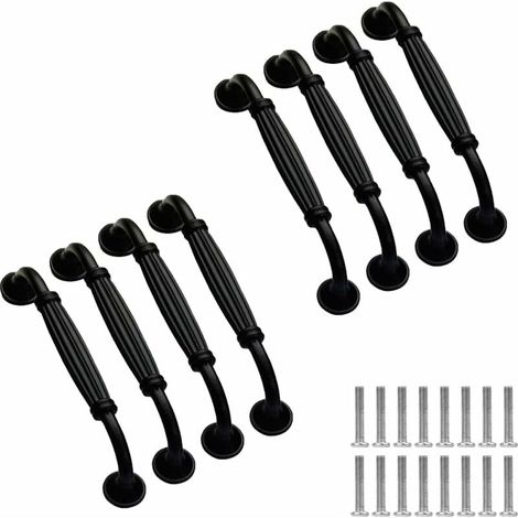 8 poignées de tiroir noires, poignées de meubles, poignées de porte d'armoire, en alliage d'aluminium, entraxe de 96 mm, pour meubles