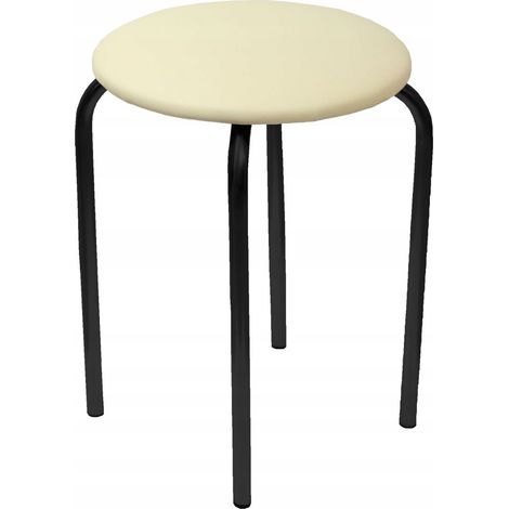 Tabouret en similicuir beige et noir avec pieds en métal pour salle à manger Furnitex (1/3)
