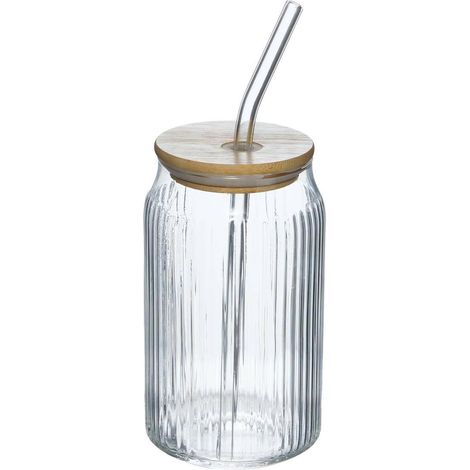 Verre Cannette Avec Paille "Line" 50cl Transparent