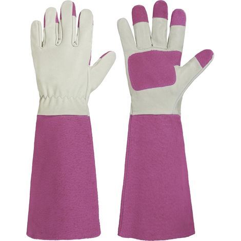 Tuinhandschoenen voor dames en heren, doornbestendige lange handschoenen, varkensleer - ademend en duurzaam (L) (1/5)