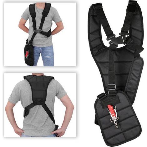 1 black nylon herringbone lawnmower strap (double shoulder strap, single shoulder strap), packaged in an OPP bag.