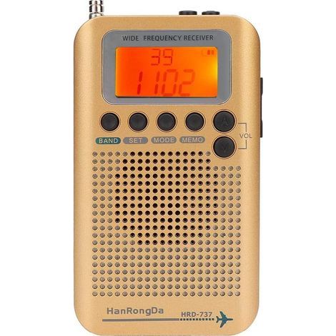 Radio VHF Airband, Récepteur Radio Toutes Bandes pour aéronefs Multifonctions avec écran LCD de 1 Pouce pour réduction de Bruit avec Bande de fréquence Air/FM/AM/SW/VHF/CB avec antenne (1/5)