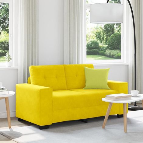 Zweisitzer-Sofa Gelb 120 cm Samt mit Holzarmlehnen, leicht aufzubauen (1/5)