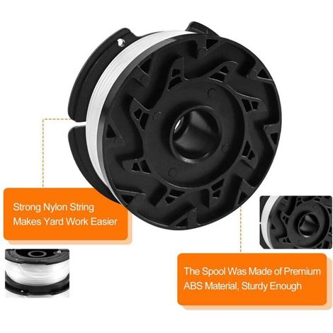 8 Pack Bobine Fil Coupe Bordure Compatible avec Black et Decker Coupe Bordures, Bobine de Fil Debroussailleuse，6 Fil Coupe Bordure,2 Couvercle,2 Ressort， (1/4)