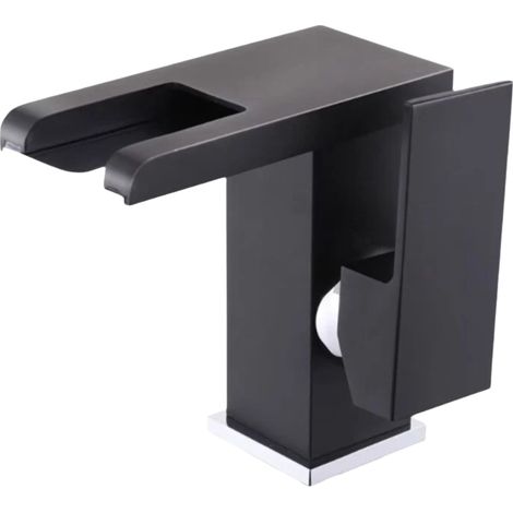 Robinet Lavabo - Cascade LED RGB - Poignée Unique - Détection Température par Couleur - Bec Pivotant 360° - Cartouche Céramique - Noir - 1 Pièce (1/5)