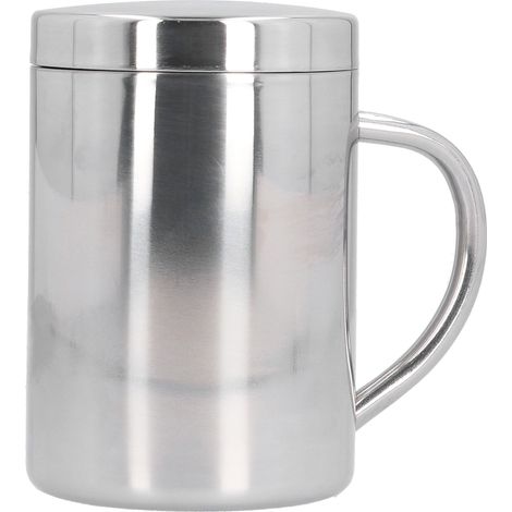 Tasse à double paroi en acier inoxydable 304 avec anses, tasse à café, couvercle, tasse pour enfants, tasse à thé, isolation thermique, tasse anti-brûlure, tasse à lait (1/5)