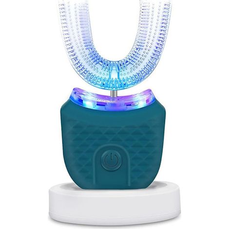 Brosse à dents électrique en forme de U à 360° – 3 modes de nettoyage pour une hygiène dentaire efficace, étanche IPX7, nettoyeur de dents ultrasonique automatique-AquaForge