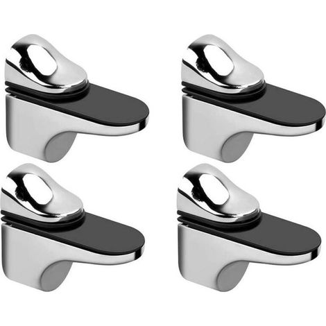 4 supports d'étagère en verre réglables - Fixation murale, adaptés aux panneaux de bois et au verre de 3 à 21 mm d'épaisseur