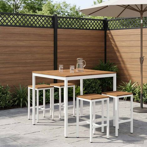 vidaXL Mesa de Bar para Jardín NAARDEN Natural y Blanco (1/5)