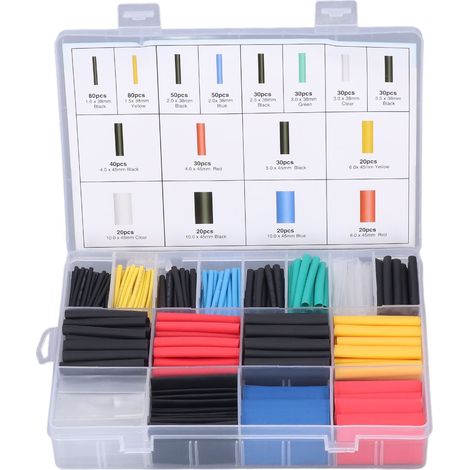 580pcs gaine thermorétractable en boîte, tube de protection isolant gainé, kit électronique DIY (1/5)