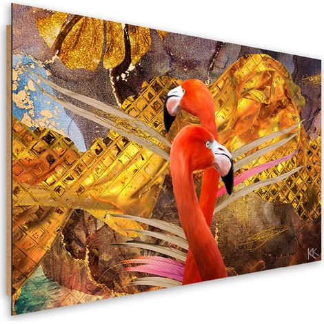 Quadro deco panel, Flaming sullo sfondo dell'oro - 60x40 (1/5)