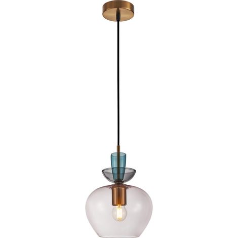 Suspension décorative dorée verre fumé E27 Italux FANDA (1/4)