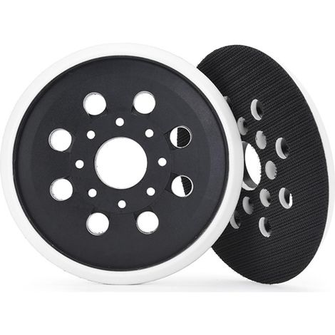Ensemble de 2 disques de ponçage de 125 mm avec fixation auto-agrippante, 8 trous, compatibles avec les ponceuses orbitales aléatoires Bosch PEX 300 AE et PEX 400 AE.