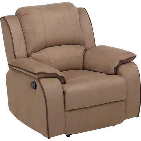 Vente-Unique – Fauteuil relax microfibre taupe – Inclinaison 160° – Accoudoirs – Garnissage mousse haute résilience – Dimensions 100x99x96cm (1/5)