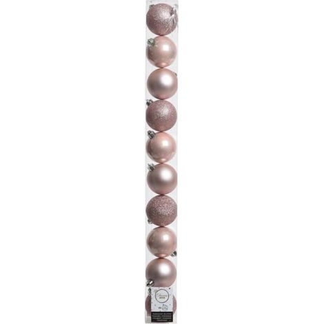 Decoris Set 10 Sfere Natalizie - Rosa in Varie Finiture - 6 cm (1/5)