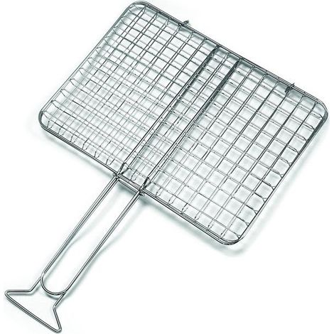 Sandrigarden 7911013 Graticola Doppia per Barbecue Acciaio Cromato Senza Piedi 270x370 mm