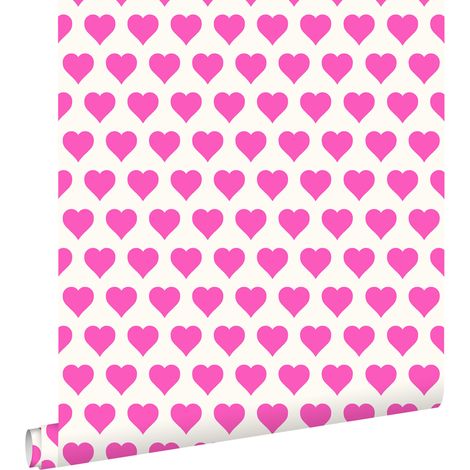 papier peint cœurs rose et blanc - ESTAhome (1/4)