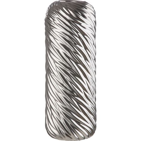Vase en céramique - Décoration de Salon - Cadeau pour Femme - Couleur : argenté - Hauteur 40 cm