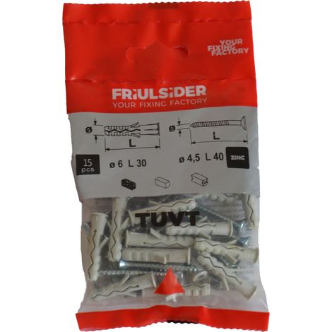 Friulsider 15 tasselli in nylon con vite truciolare 60027b06030f2 (1/3)