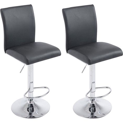 Set di 2 sgabelli da bar con schienale regolabile in altezza PVC nero struttura in metallo cromato 100006140