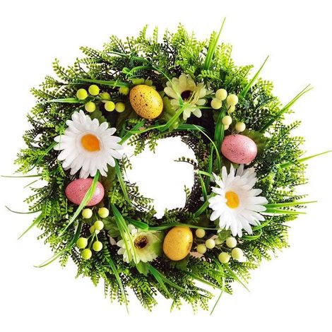 Ghirlanda di uova di Pasqua – Ghirlanda con coniglietti, ghirlanda di benvenuto per la porta d'ingresso, ghirlanda primaverile (1/5)
