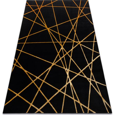 Tappeto GLOSS moderno  406C 86 elegante, glamour, art deco, geometrico nero / oro black 280x370 cm