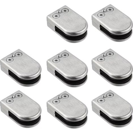 8 PCS Pince à Verre 10-12mm Porte-Verre Clip en Verre en Acier Inoxydable 304 Support en verre Réglable en Verre pour Balustrade Escalier Main courante ,Lefou (1/5)