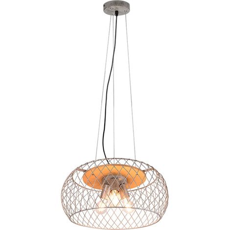 TAMIL SOSPENSIONE LEGNO CHIARO NATURALEE PARALUME METALLICO NICHEL ANTICATO excl. 3x E27 · max. 40W (1/5)