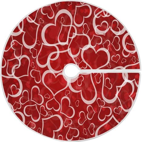 Jupe Pour Arbre De Noël - Forme De Cœur - Diamètre 122 Cm - Décoration Festive Pour Noël Et Saint-Valentin - 1 Pièce (1/5)