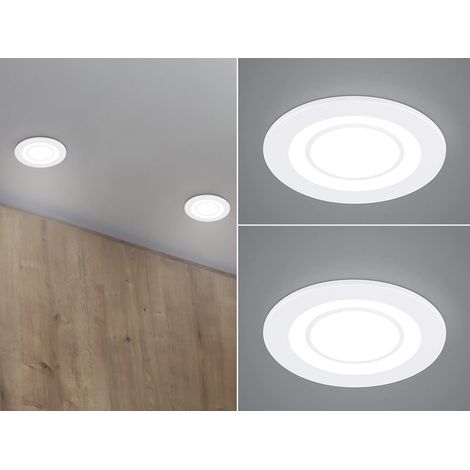 Runde LED Deckeneinbaustrahler 2er Set in Weiß matt Ø 8,2cm (1/5)