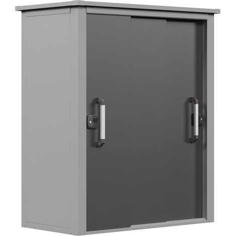 GFP Geräteschrank Metall 150x78x185 cm Gartenschrank grau inkl. Fußboden (1/5)