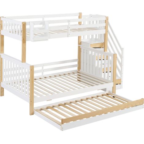 Litera infantil con cama nido y escalera de almacenaje 90x200 120x200 blanco natural (1/5)