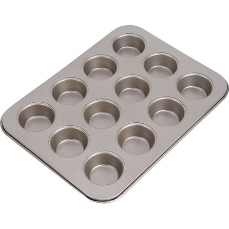Moule à muffins rond antiadhésif à 12 cavités, pour la cuisine et le bricolage (doré) (1/5)