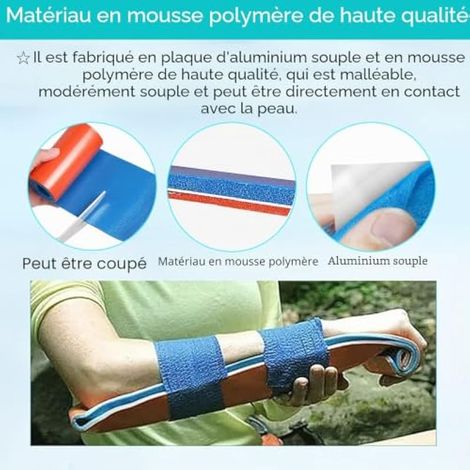 First Aid Universal Adjustable Foam Covered Attelle en aluminium médical polymère Fixture en os de premiers secours Design respirant (1/3)